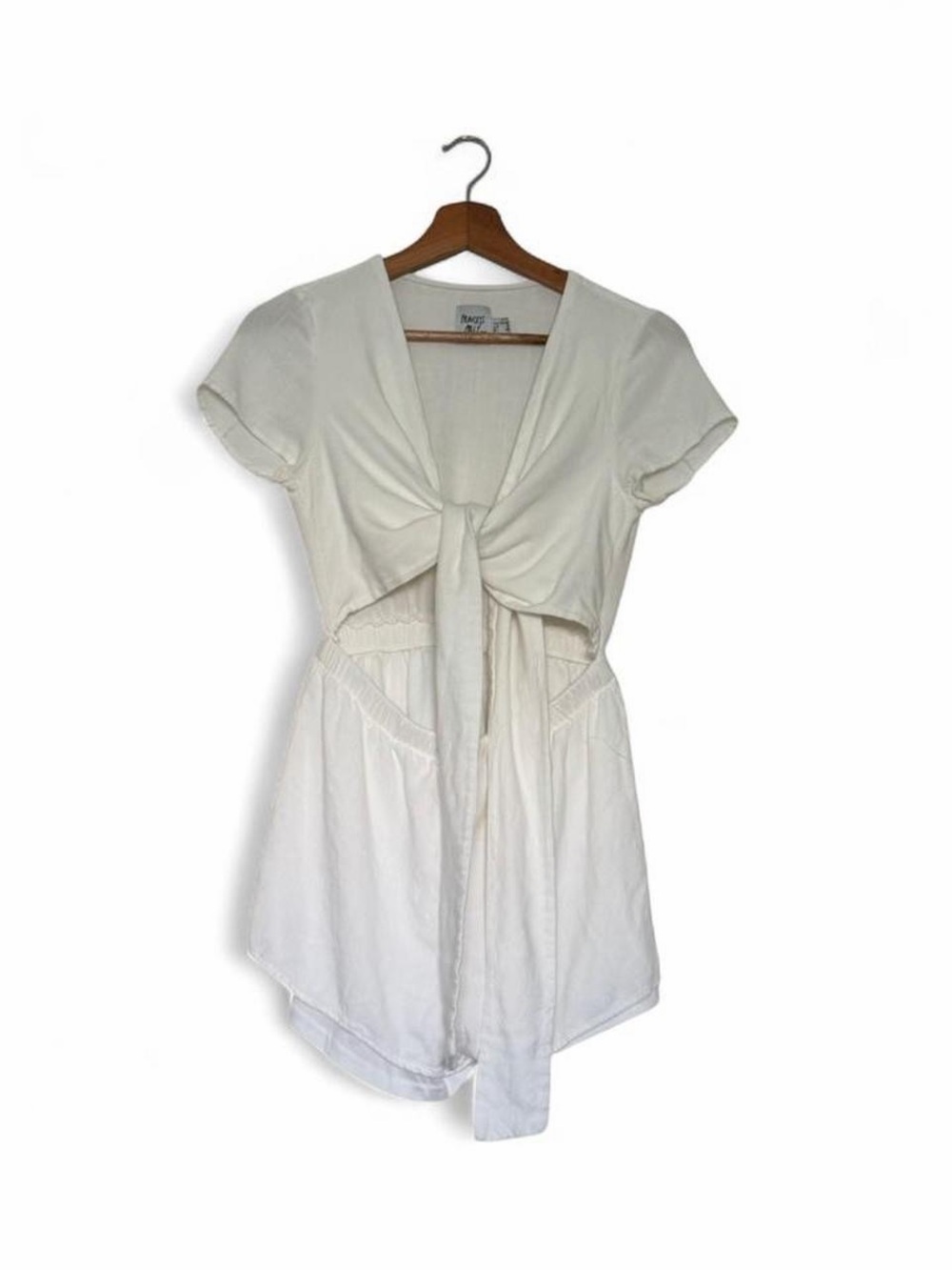 Princess Polly White Short Sleeve Romper with Front Tie US 6